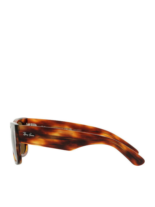 Ray Ban Mega Wayfarer Унисекс Слънчеви Очила с Кафяв Костенурков Пластмасов Рам и Кафяви Поляризирани Лещи