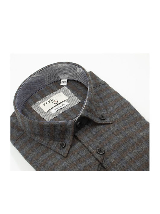 FREEMAN MEN'S SHIRT B/M PLAID GREY BROWN SAVERIO-2 BROWN