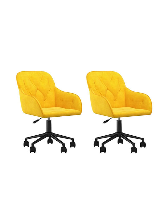 Swivel Visitor Chair with Arms & Wheels Κίτρινο 56x61x78cm 2pcs