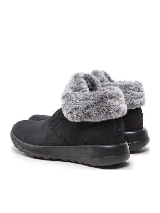 On The Go JoyPlush Dreams Suede Women's Ankle Boots with Fur Black