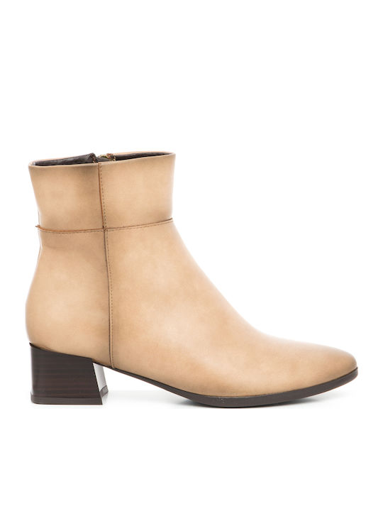 Women's Ankle Boots with Medium Heel Beige