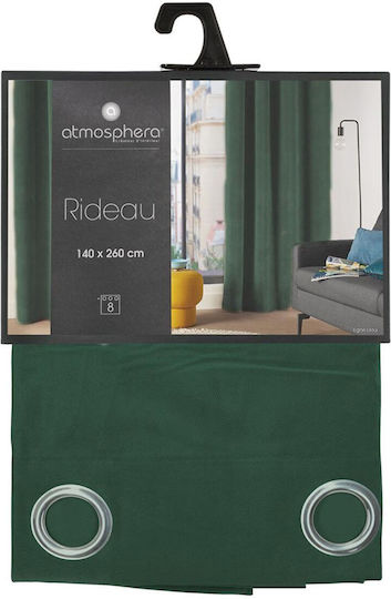 Atmosphera Κουρτίνα με Τρουκς Lilou Πράσινη 140x260εκ.