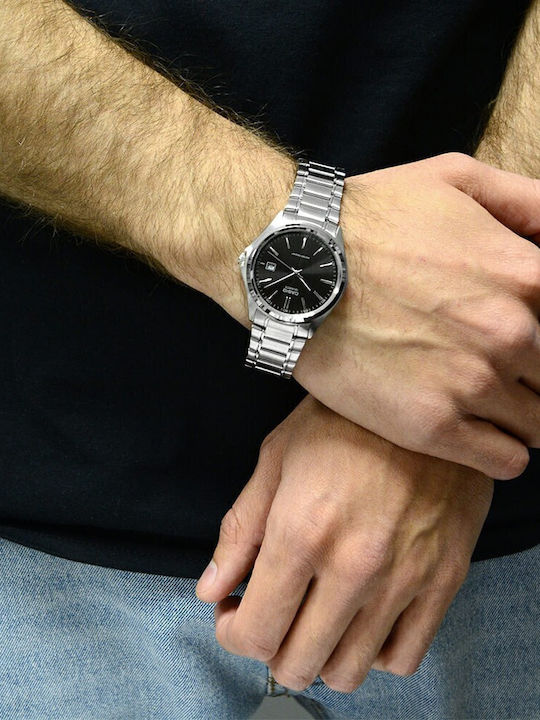 Casio Ανδρικό Ρολόι 38mm Μπαταρίας με Ασημί Μεταλλικό Μπρασελέ