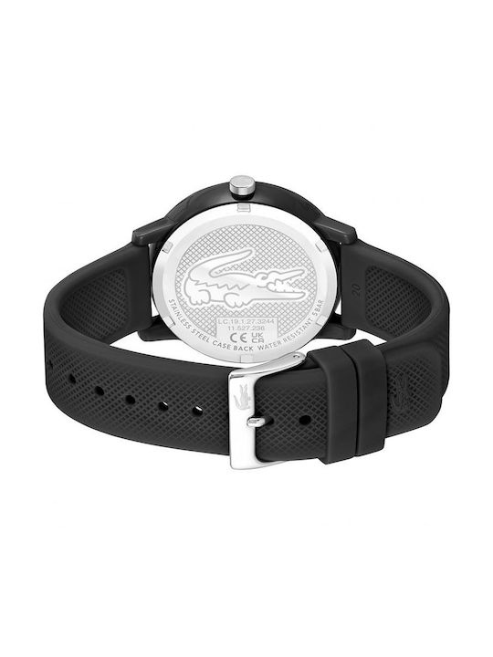 Lacoste Watch Chronograph Battery with Black Rubber Strap