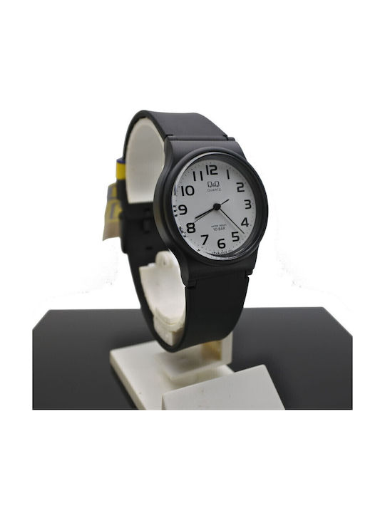 Q&Q Ανδρικό Ρολόι 33mm Μπαταρίας με Μαύρο Καουτσούκ Λουράκι