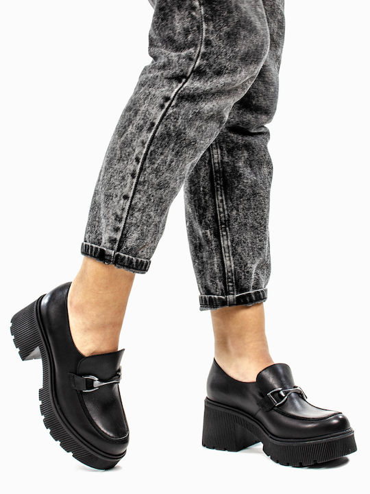 Ragazza Leather Black Medium Heels