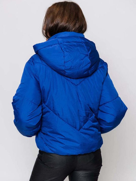 Vero Moda Scurt Jachetă de femei Puffer pentru iarnă Albastru