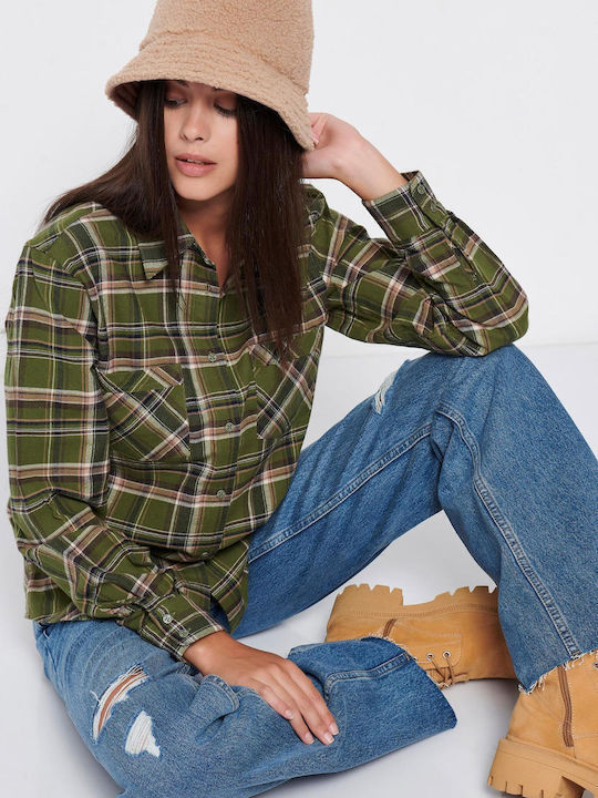 Hoch tailliert Damenjeans mit Rissen