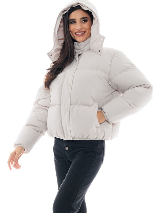 Women's Short Puffer Jacket for Winter with Hood Ice