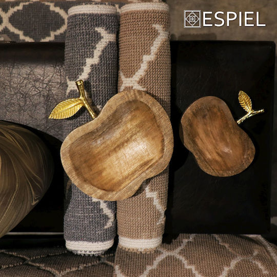 Espiel Μήλο Διακοσμητική Πιατέλα Μεταλλική Καφέ 19x18εκ.
