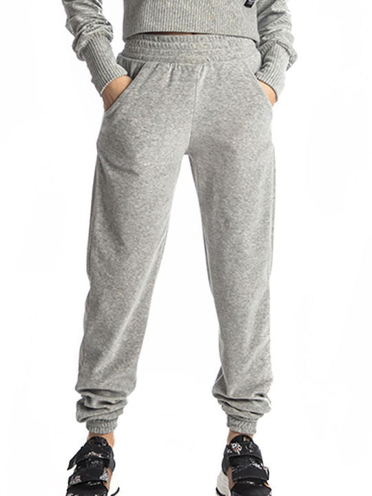 Paco & Co Damen-Sweatpants Jogger Gray Samt