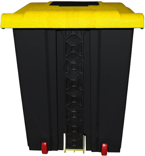 Plastic Waste Bin with Pedal Black - Yellow 50L