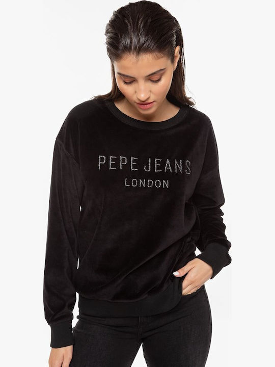 Long Women's Sweatshirt Velvet Black
