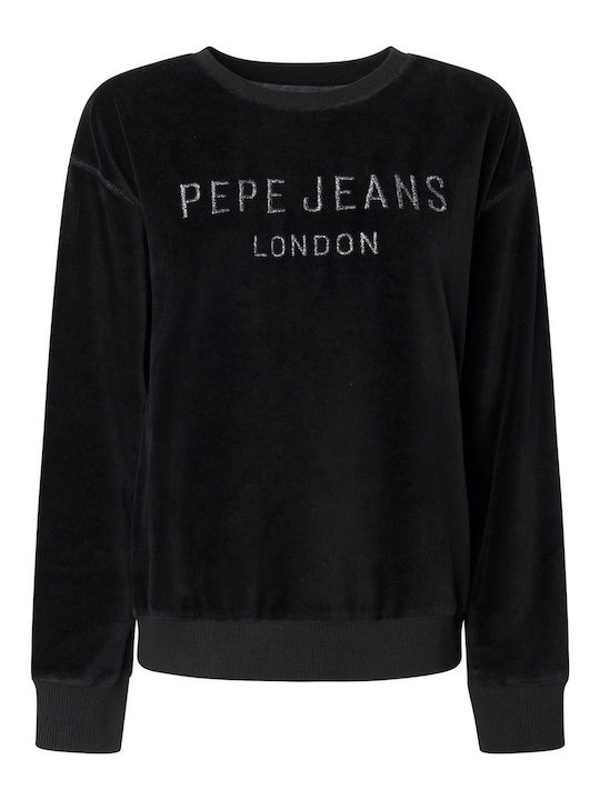 Long Women's Sweatshirt Velvet Black