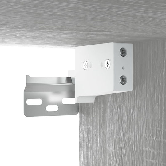 Wall-Mounted Living Room Cabinet made of Particle Board with Lighting Grey 30.5x30x90cm