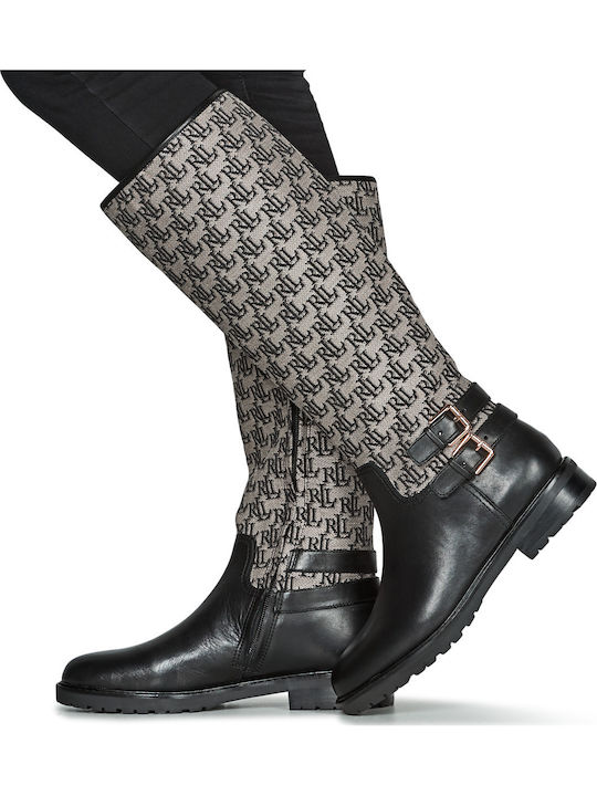 Leather Riding Boots with Zipper Emelie Black