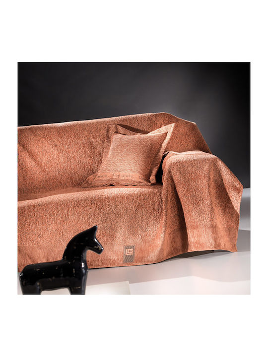 Guy Laroche Balance Four-Seater Sofa Throw 2 Sides Chenille 180x350cm Salmon