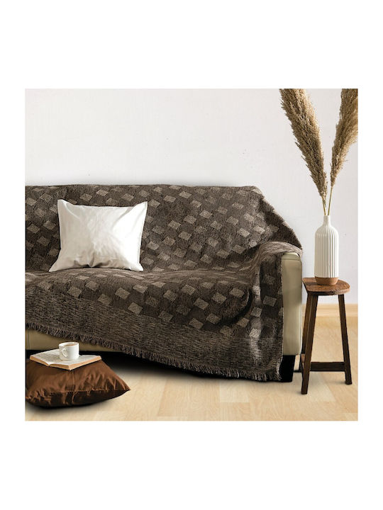 SB Home Motivo Sofa Throw 2 Seater Chenille 180x240cm Brown