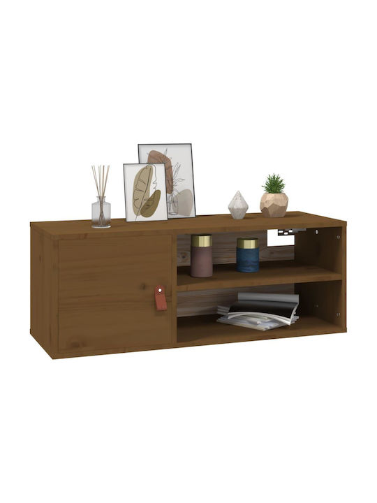 Wall-Mounted Living Room Cabinet Made of Solid Wood Natural - Honey 80x30x30cm
