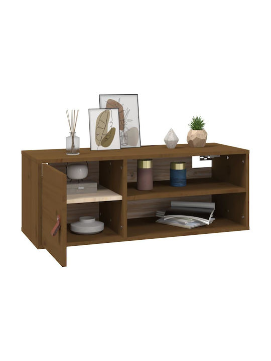 Wall-Mounted Living Room Cabinet Made of Solid Wood Natural - Honey 80x30x30cm