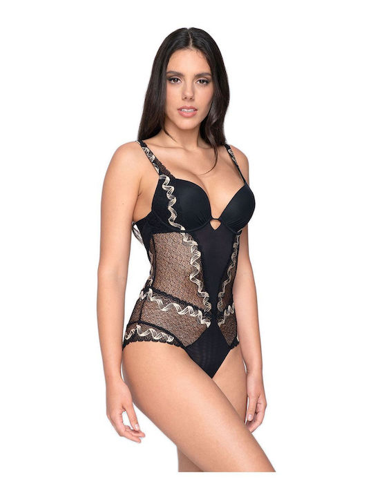 Luna Super Push-up Teddy Sexy Bodysuit Black