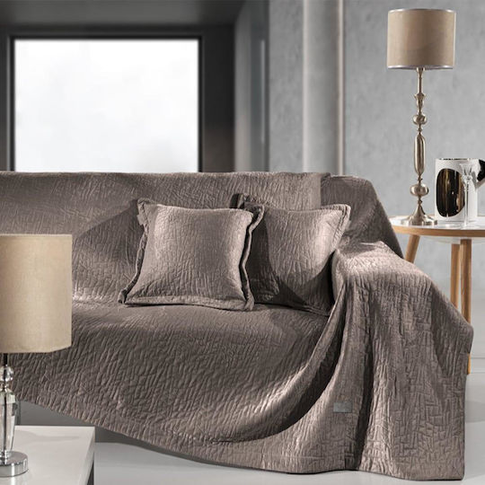 Guy Laroche Avon Ριχτάρι Τριθέσιου Καναπέ Βελουτέ 170x300εκ. Choco με Μαξιλαροθήκη 1133086222026