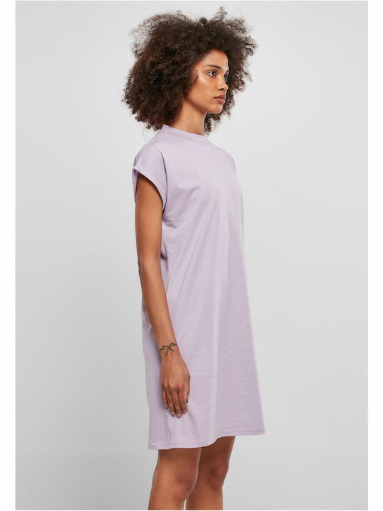 Summer Mini Athletic T-Shirt Dress Short Sleeve Purple
