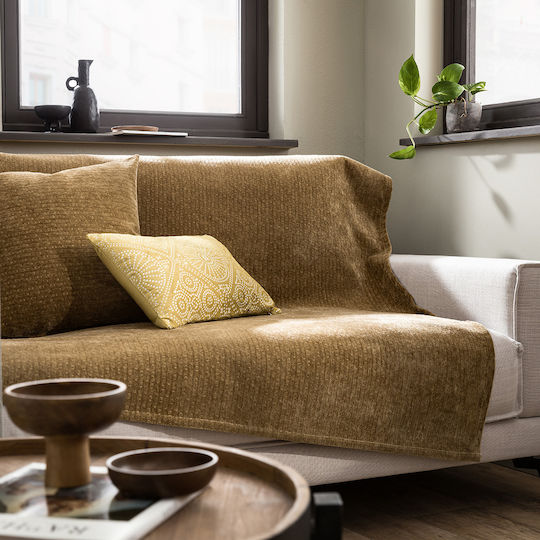 Gofis Home 421 Покривка За Двуместен Диван Кадифе 180x250см 37 Голд Грийн