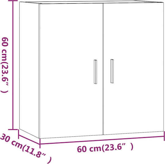 Hängeschrank fürs Wohnzimmer aus Spanplatte Weiß 60x30x60 cm
