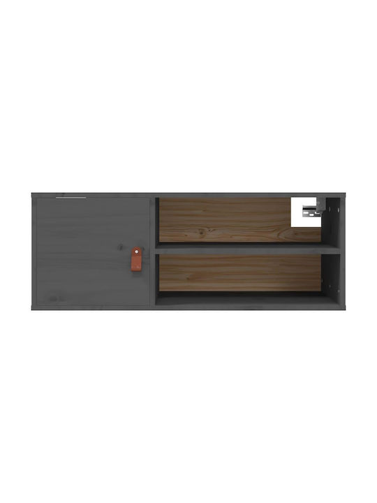 Wall-Mounted Living Room Cabinet Made of Solid Wood Natural Grey 80x30x30cm