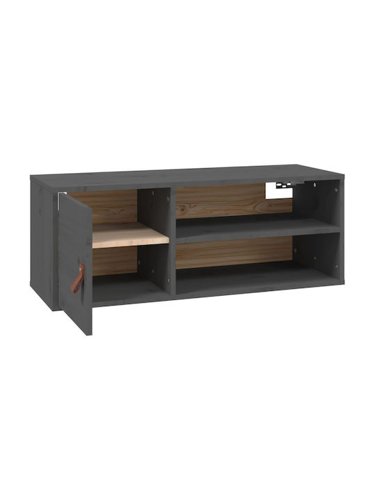 Wall-Mounted Living Room Cabinet Made of Solid Wood Natural Grey 80x30x30cm