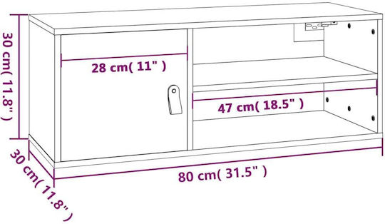 Dulap Suspendat pentru Sufragerie din Lemn Masiv Natural - Gri 80x30x30cm