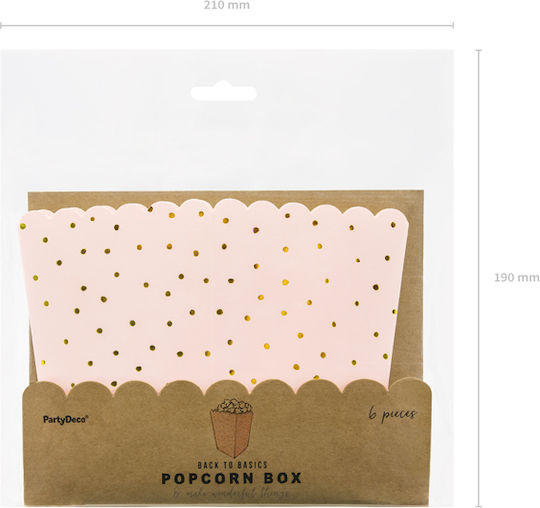 PartyDeco Dots Popcorn-Box für Party 6Stück