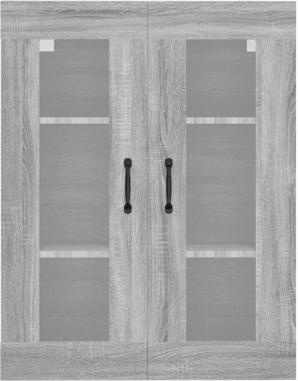 Bodenstehende Wohnzimmer Vitrine aus Spanplatte in Grau Sonoma mit Glastür 69.5x34x90cm