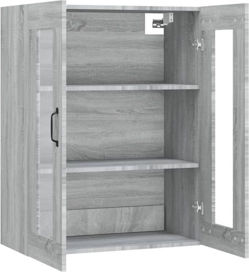 Bodenstehende Wohnzimmer Vitrine aus Spanplatte in Grau Sonoma mit Glastür 69.5x34x90cm