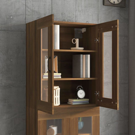 Living Room Display Cabinet Made of Particle Board with Windowed Oak 69.5x34x90cm