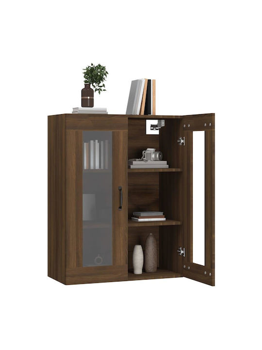 Floor-standing Living Room Display Cabinet made of Particleboard with Glass Oaks 69.5x34x90cm