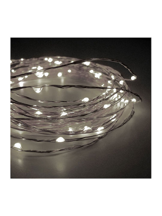 100 Светлини LED 10m. Хладен бял На батерия тип Лента 1бр
