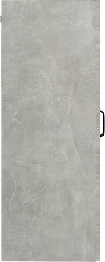 Living Room Display Cabinet Made of Particle Board with Windowed Grey Concrete Effect 69.5x34x90cm