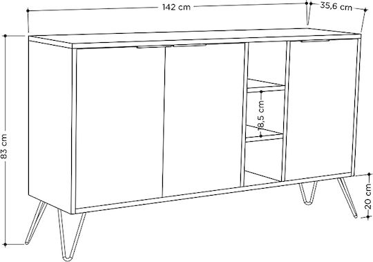Sideboard Flynn Wooden GP037-0004.1 Beech / Anthracite 142x35.6x83cm