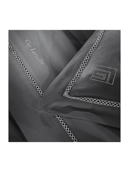 Guy Laroche Bettbezug-Set Baumwollsatin King Size mit 2 Kissenbezügen 260x260 Blend Anthracite