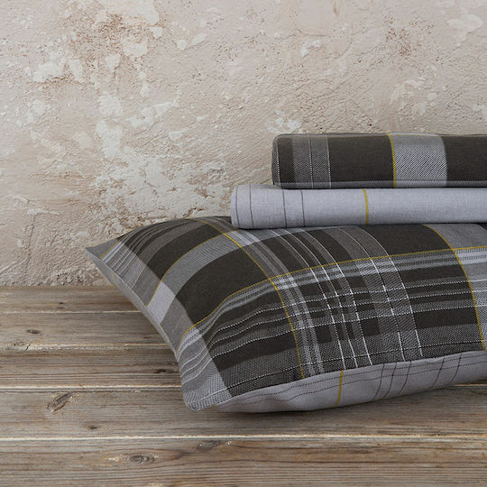 Nima Duvet Cover Set Flannel Single with Pillowcase 160x240 Noit Dark Gray