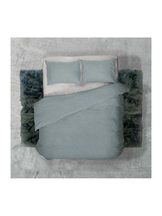 Flamingo Duvet Cover Set Queen with 2 Pillowcases 220x240 Rainbow Blue - Ice Grey