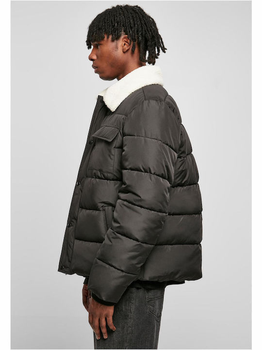 Sherpa Winter Jacke Puffer Schwarz
