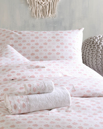 Rythmos Cloudy Set de față de pernă pentru copii din bumbac 100% 50x70cm Pink
