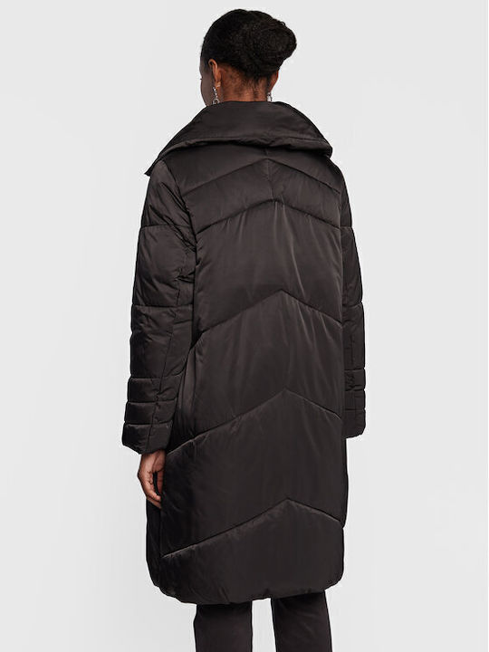 Women's Long Puffer Jacket for Winter Black