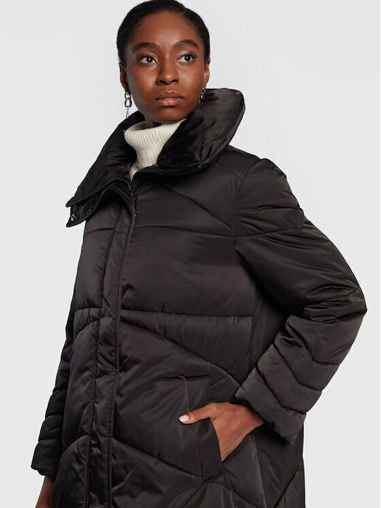 Women's Long Puffer Jacket for Winter Black