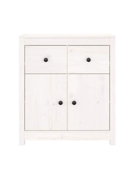 Bufet din Lemn Masiv cu Sertare Alb 70x35x80cm
