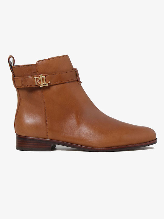 Ralph Lauren Leder Damen Knöchelstiefel Tabac Braun