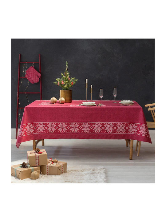 Nima Christmas Time Weihnachtlich Tischtuch Stoff Rot L190xB150cm.
